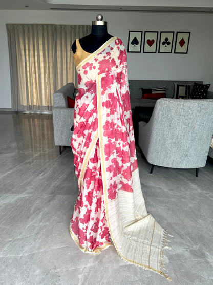 Mul Flora Cotton Silk Saree