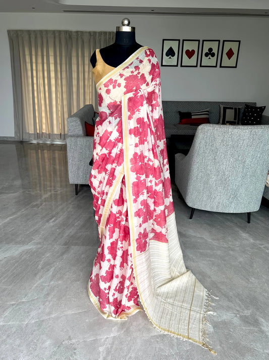 Mul Flora Cotton Silk Saree