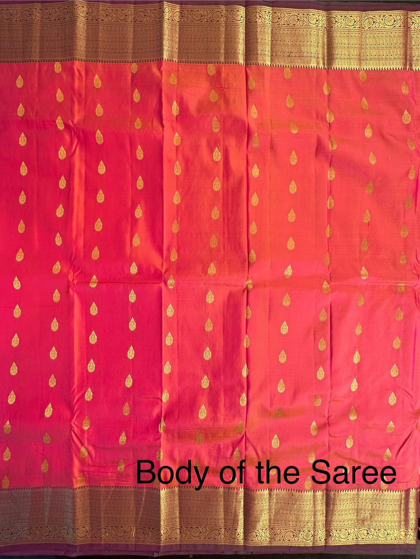 Coral Pink Pondicherry Handloom Pure Silk Saree