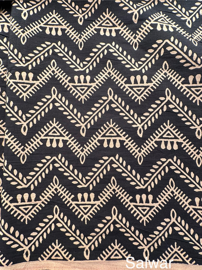 Blue Block Printed Pure Cotton Suit