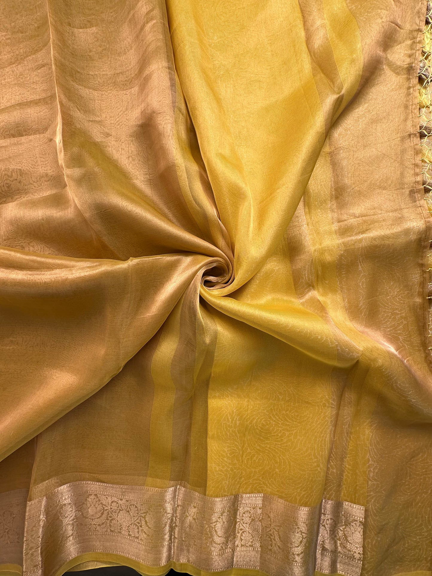 Mustard Pure Tissue Saree