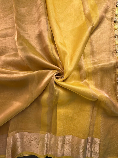 Mustard Pure Tissue Saree
