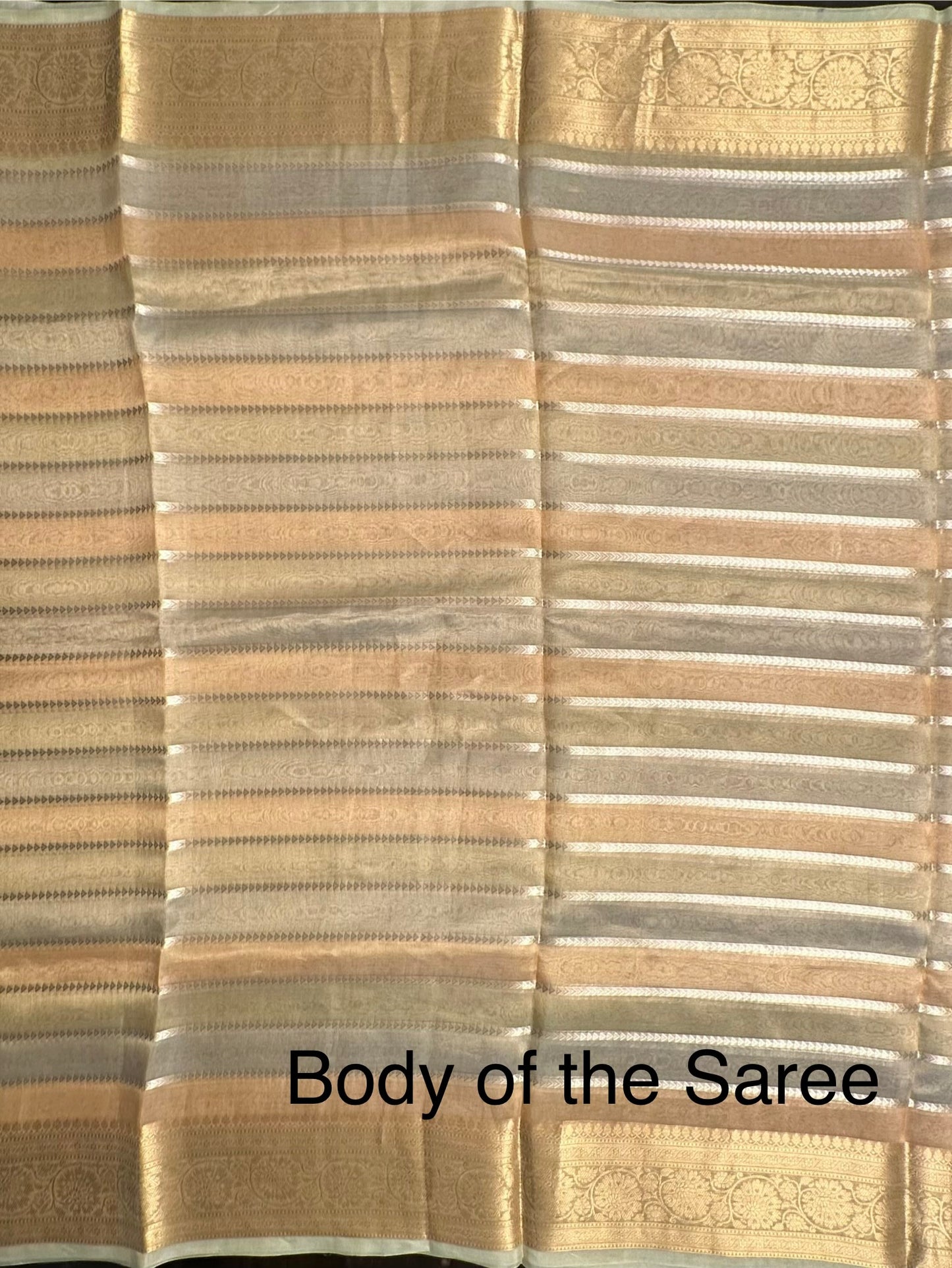 Multi Colour Striped Banarasi Pure Tissue Saree