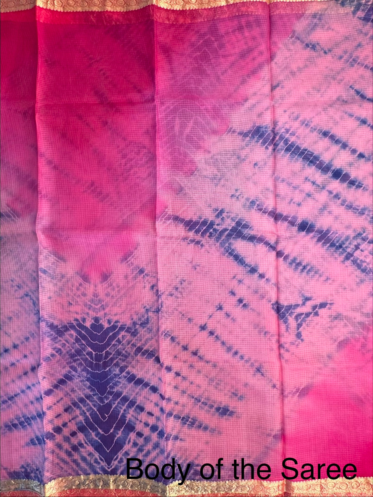 Rani-Blue Shibori Kota Doria Pure Silk Saree
