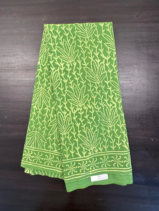 Green Hand Block Print Pure Cotton Saree