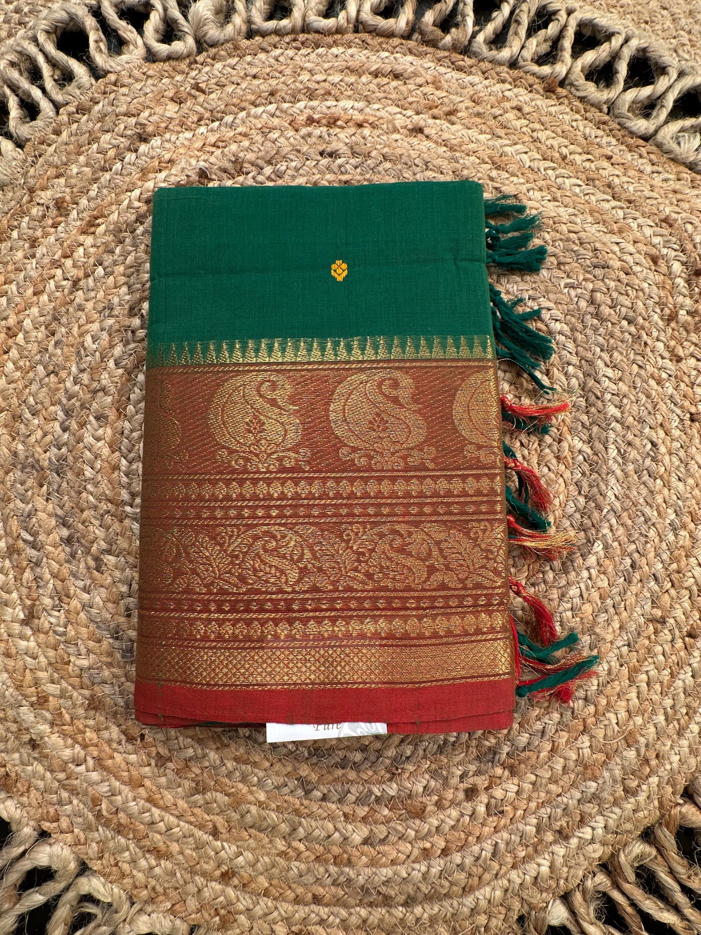 Bottle Green Narayanpet Cotton Saree