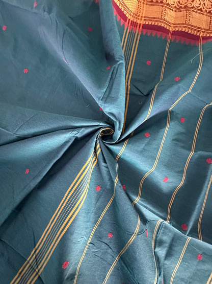 Peacock Blue Narayanpet Cotton Saree