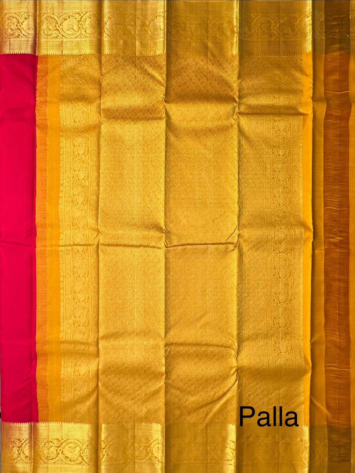 Red-Mustard Handloom Kanjivaram Pure Silk Saree