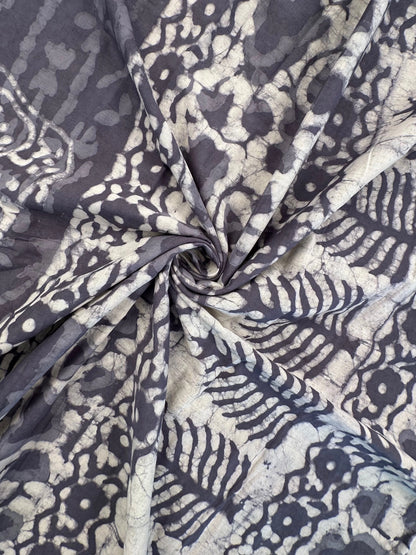 Bluish Grey Hand Block Print Pure Cotton Saree
