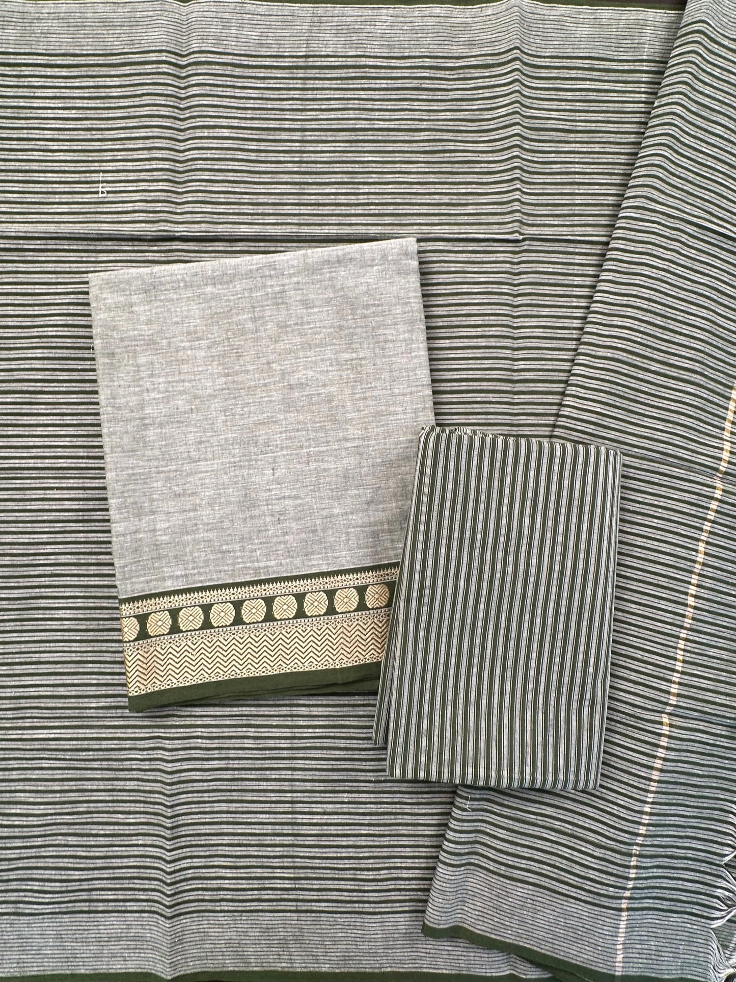 Pista Green Dharwad South Cotton 3-Piece Suit