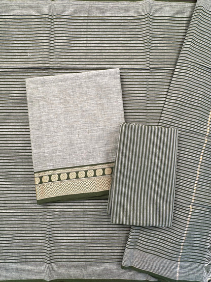 Pista Green Dharwad South Cotton 3-Piece Suit