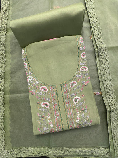 Pista Green Pittan Work Cotton 3-Piece Suit