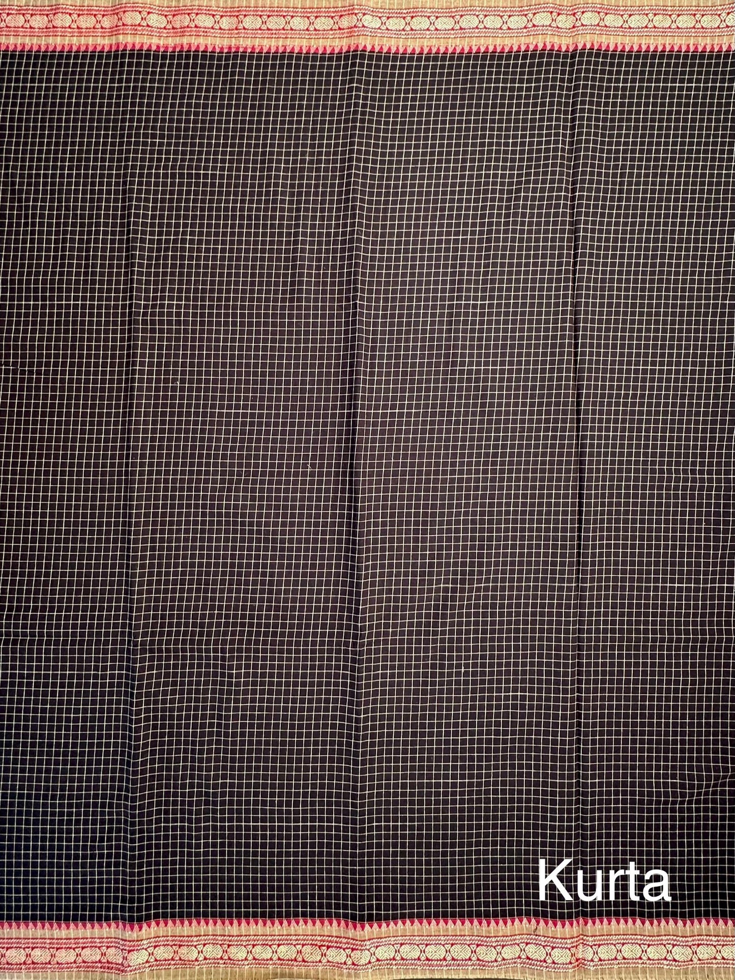 Black Checkered Dharwad South Cotton 3-Piece Suit