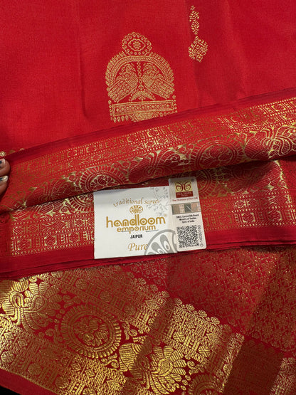 Red Handloom Kanjivaram Pure Silk Saree