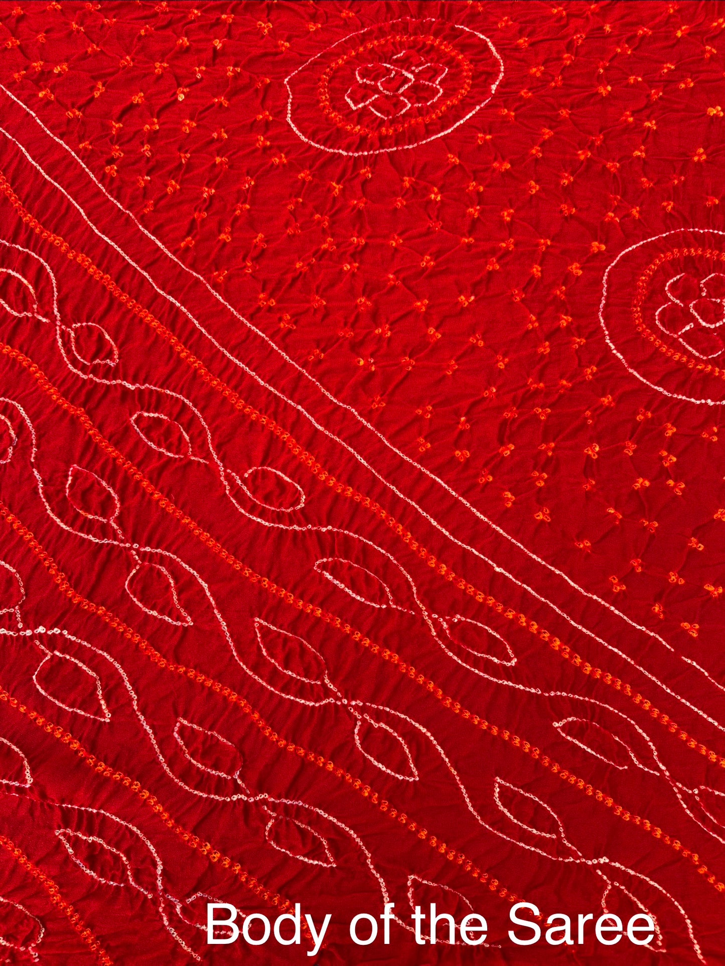 Red Bandhej Chinon Saree