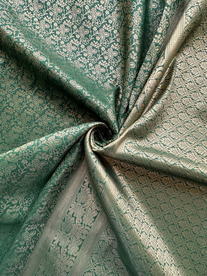 Bottle Green Jamawar Art Silk Saree