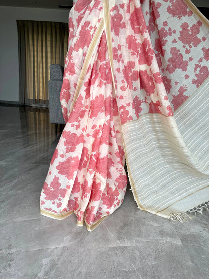 Mul Flora Cotton Silk Saree