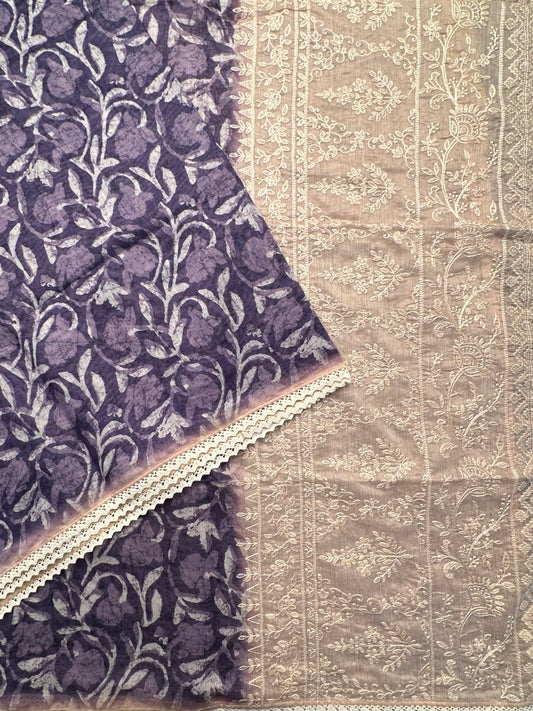 Violet-Beige Dhara Chanderi Saree