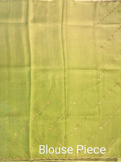 Kota Doria Pure Silk Saree With Gota Patti Work