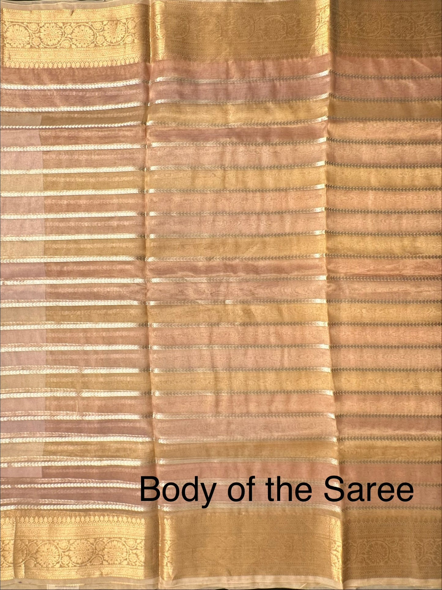 Peach-Golden Banarasi Pure Tissue Saree