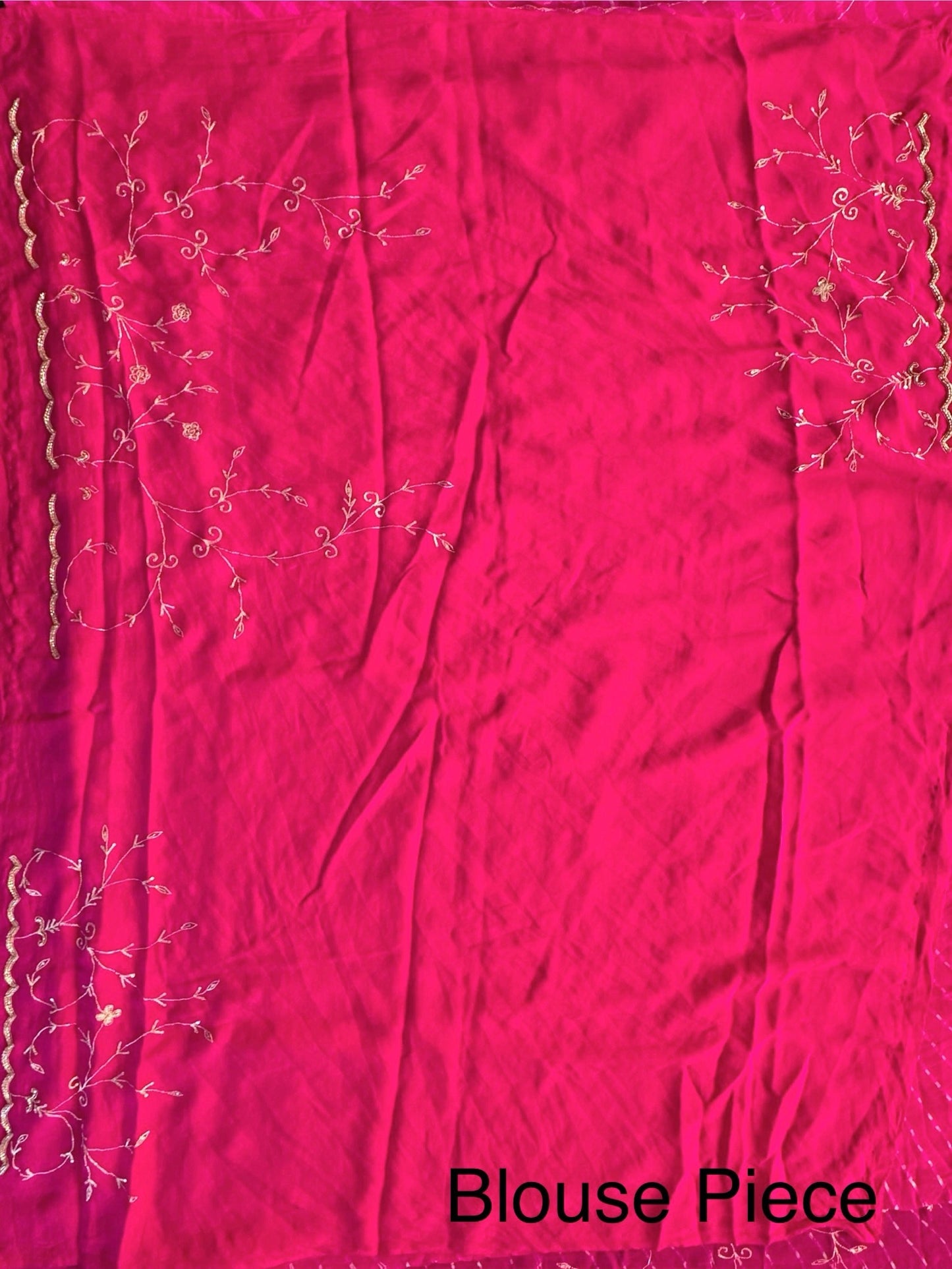 Rani Pink Pure Georgette Motra Saree With Aari Work