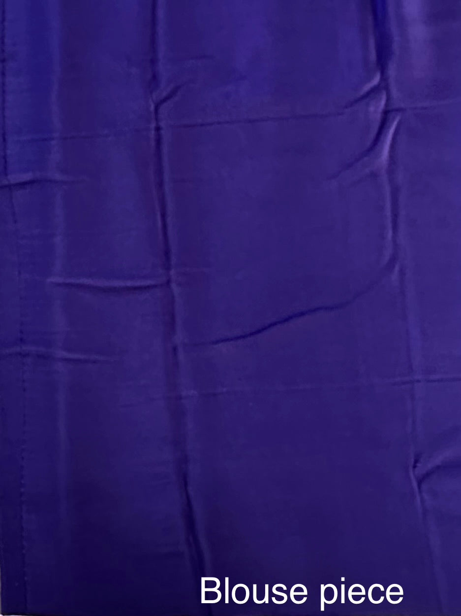 Navy Blue Pure Chiffon Saree