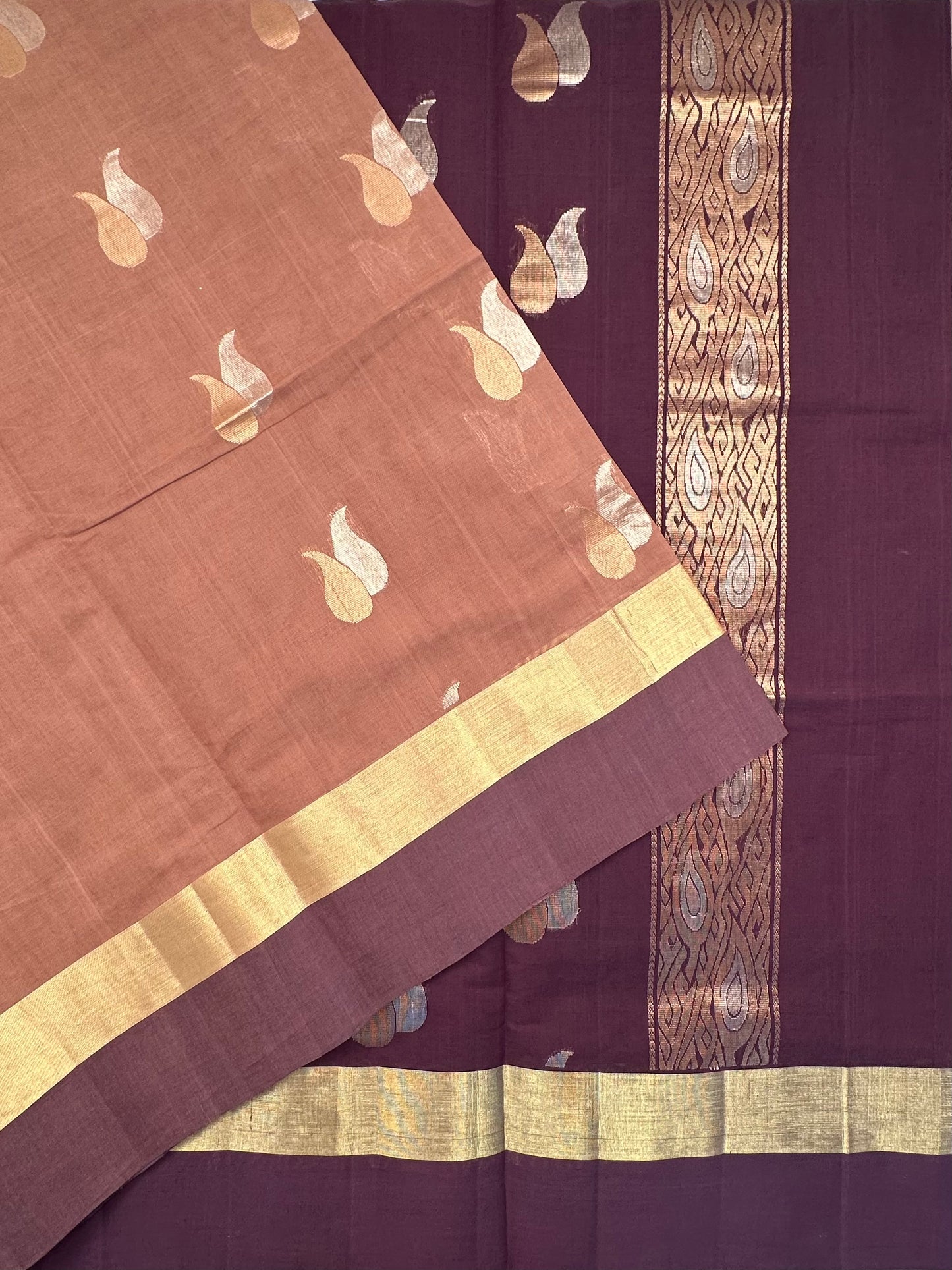 Brown Tanjor South Cotton Saree