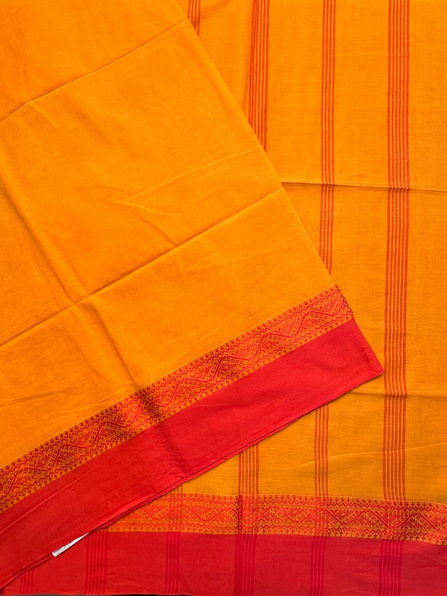 Yellow-Red Piku Bengal Cotton Saree
