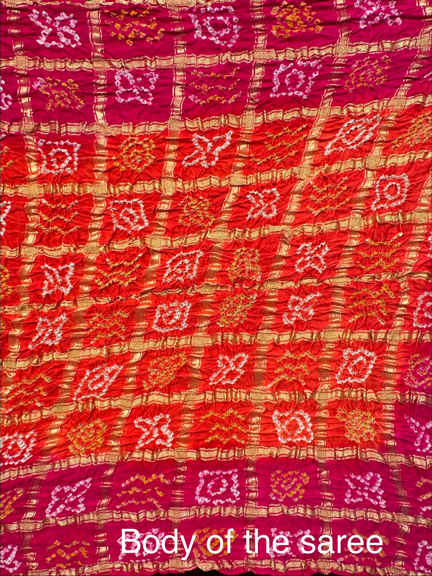 Orange-Rani Gharchola Bandhej Gajji Silk Saree