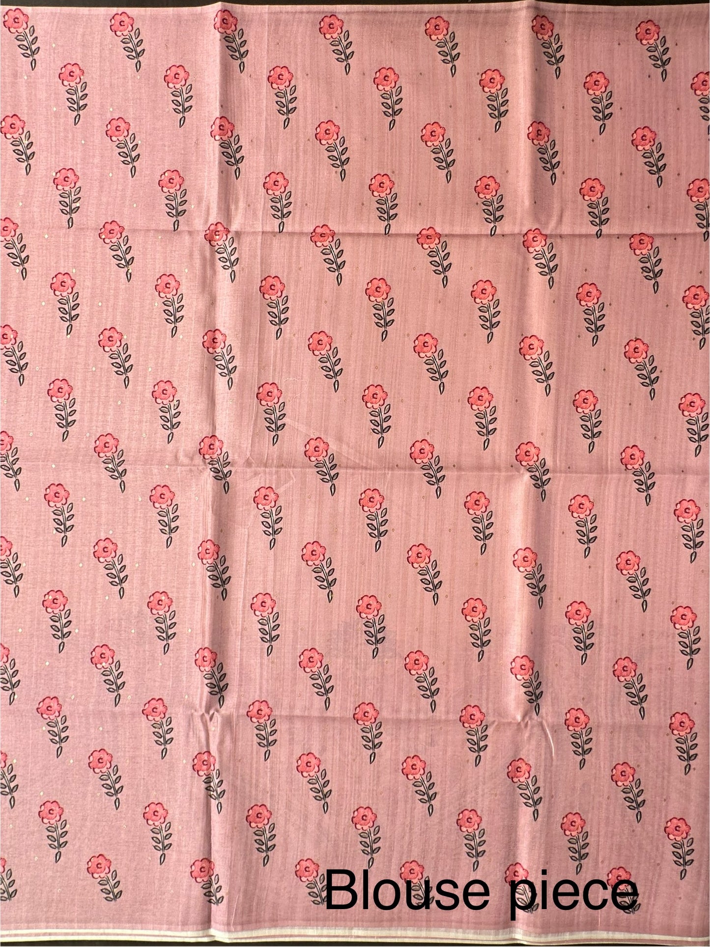 Off White-Pink Printed Art Silk Saree