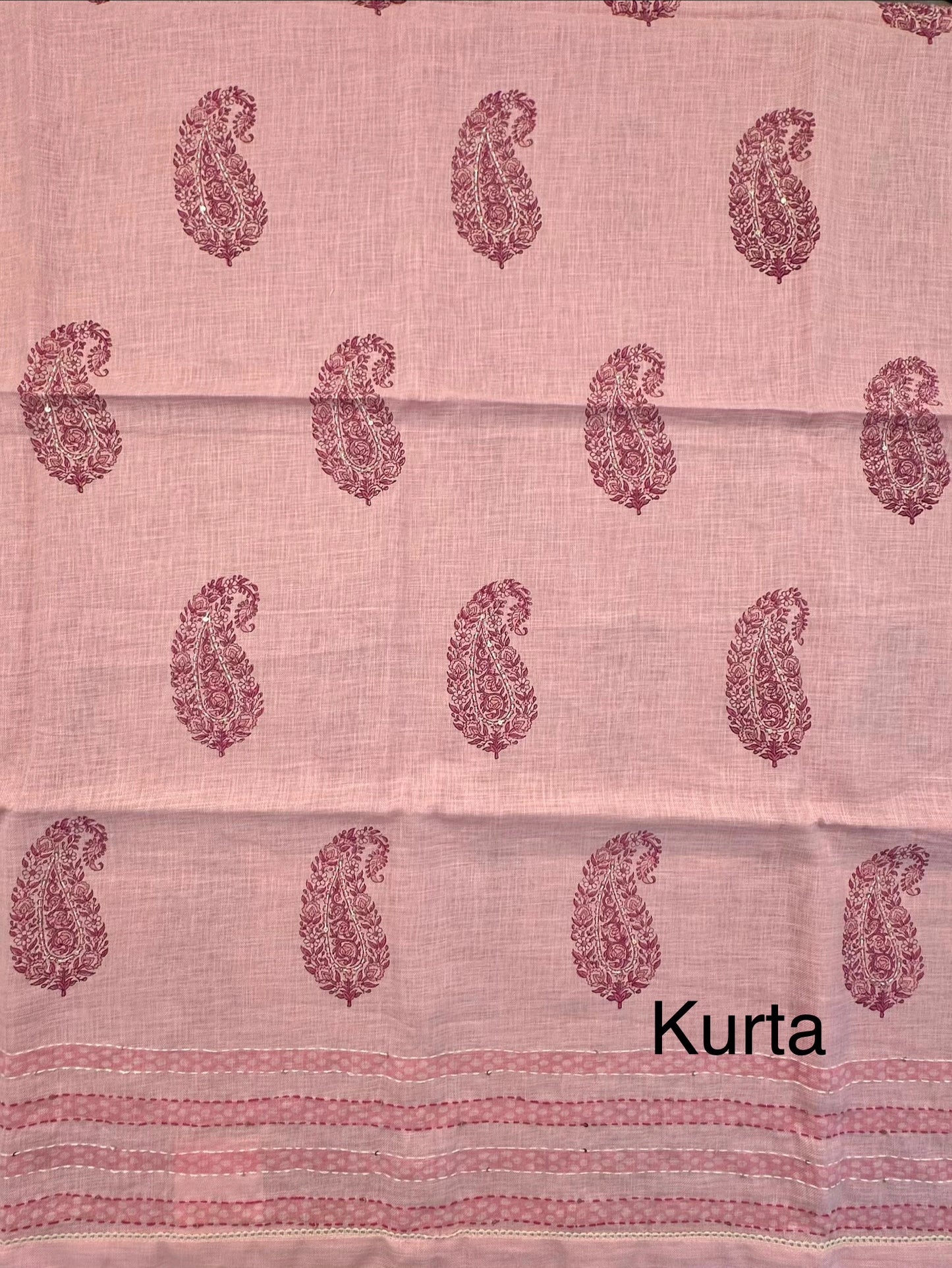 Pink Jute Cotton 3-piece Unstitched Suit