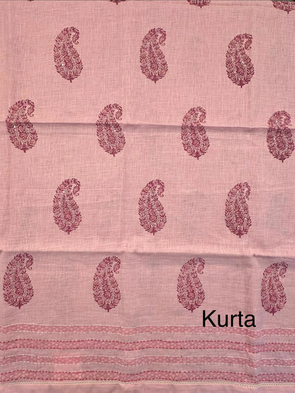 Pink Jute Cotton 3-piece Unstitched Suit
