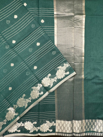 Bottle Green Chanderi Cotton Saree