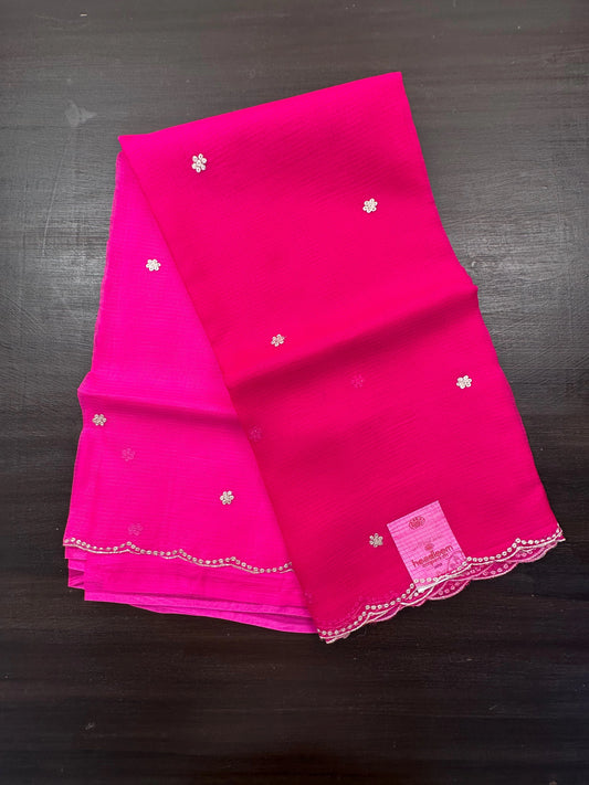 Rani Pink Gitika Kota Doria Pure Silk Saree