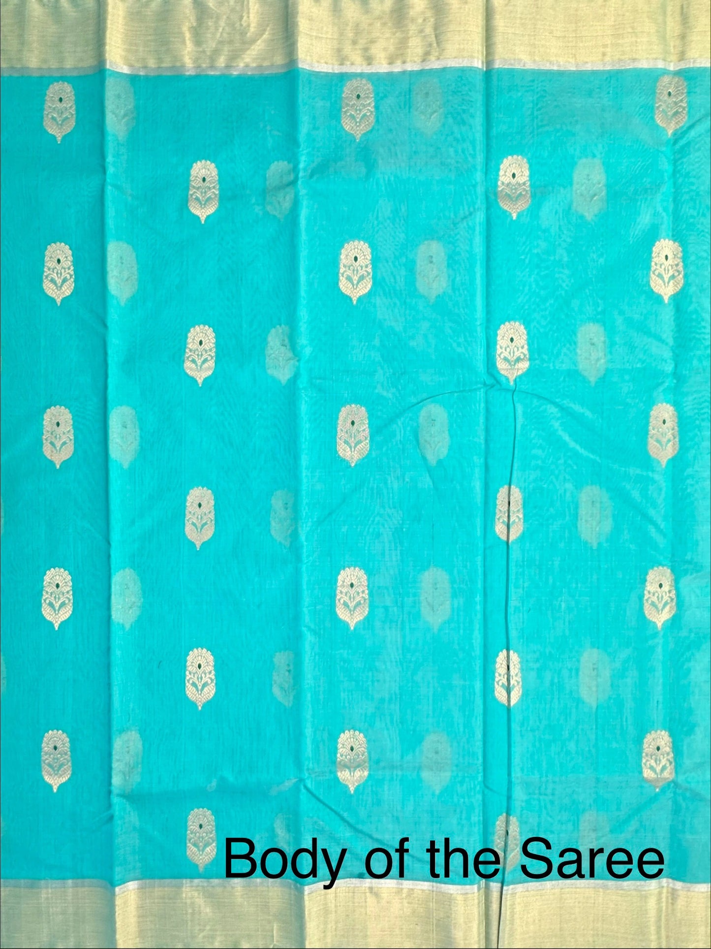 Sea Green Pure Chanderi Saree