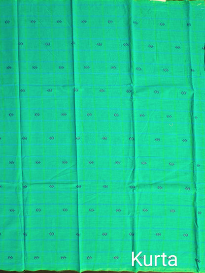 Sea Green Checkered Handloom Cotton Suit