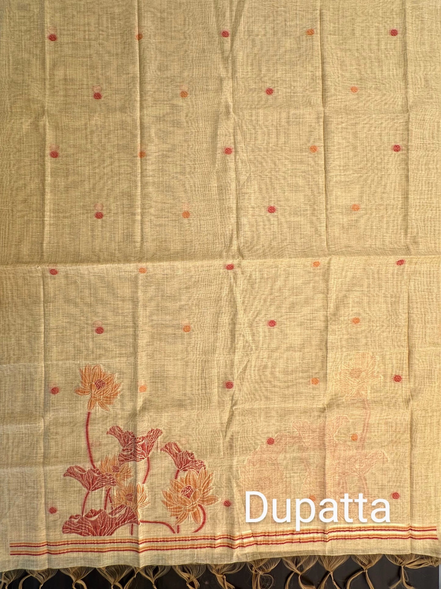 Yellow Jamdani Fancy Cotton 3-Piece Suit