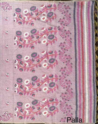 Mauve Floral Blended Cotton Saree