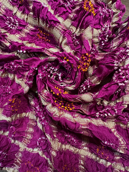 Magenta Gharchola Bandhej Gajji Silk Saree