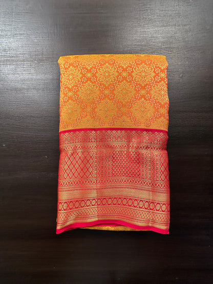 Mustard Handloom Kanjivaram Pure Silk Saree