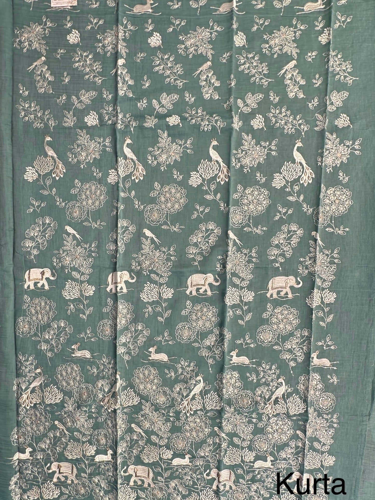 Sea Green Pure Cotton 3-Piece Suit