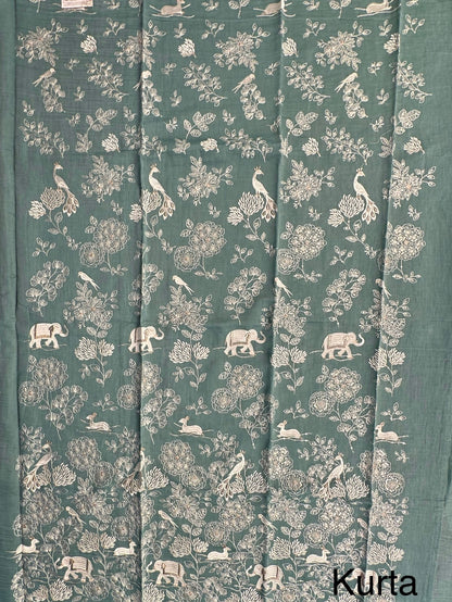 Sea Green Pure Cotton 3-Piece Suit