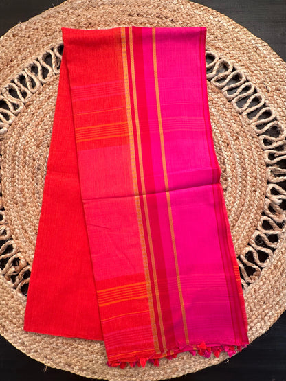Red-Rani Piyali Bengal Cotton Saree