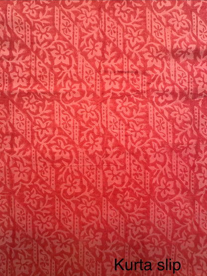 Coral Pink 4-Piece Kota Doria Cotton Unstitched Suit