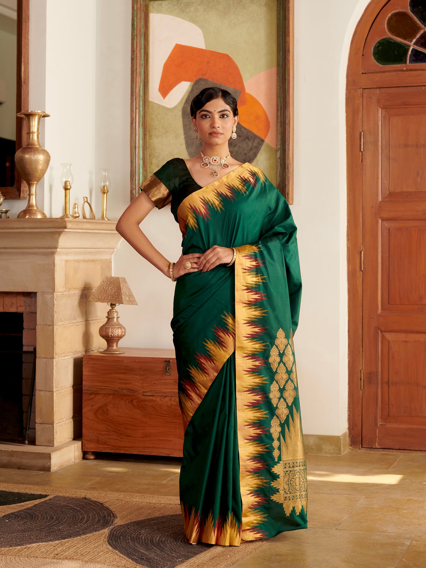Madurai Temple Border Pure Silk Saree