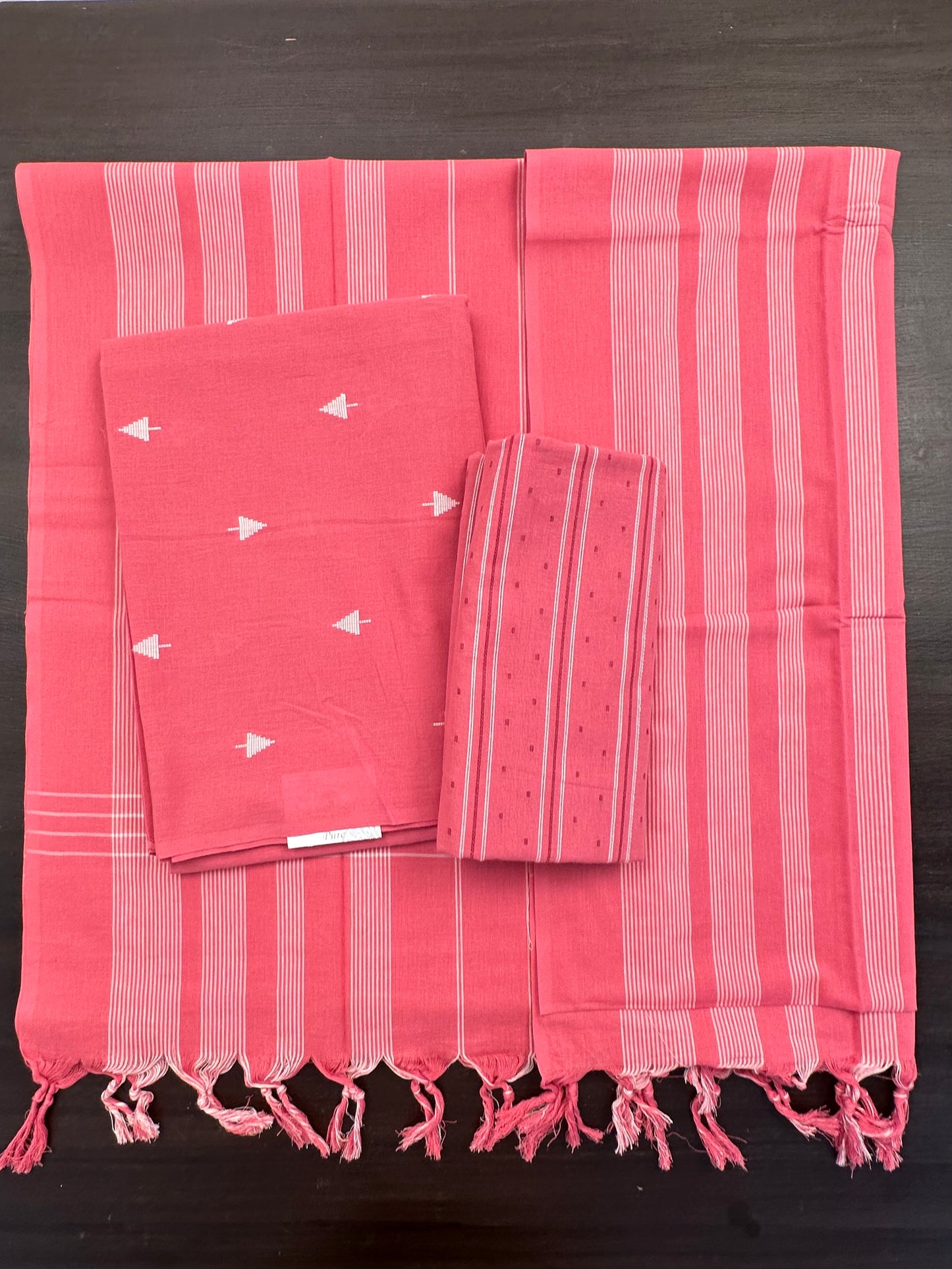 Coral Pink Unstitched South Cotton Suit
