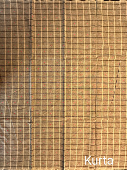Brown Checkered Handloom Cotton Suit