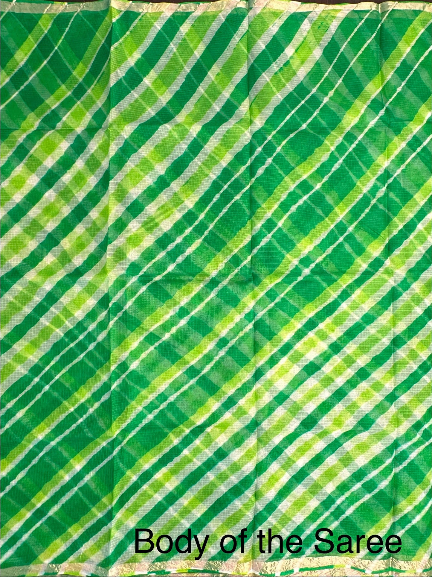 Green Leheriya Kota Doria Pure Silk Saree