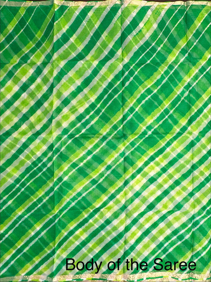 Green Leheriya Kota Doria Pure Silk Saree