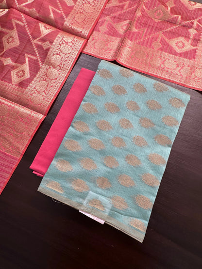 Sea Green Jacquard Handloom Suit